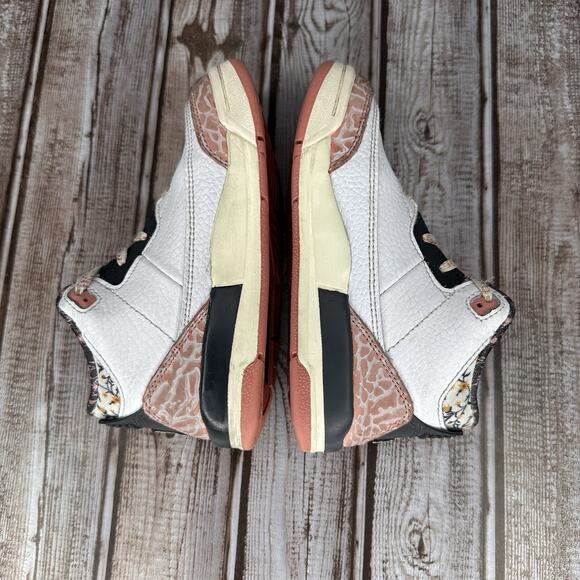 Air Jordan 3 Retro Toddler Kids 10C Red Stardust PS Shoes White Sneakers - Picture 4 of 8